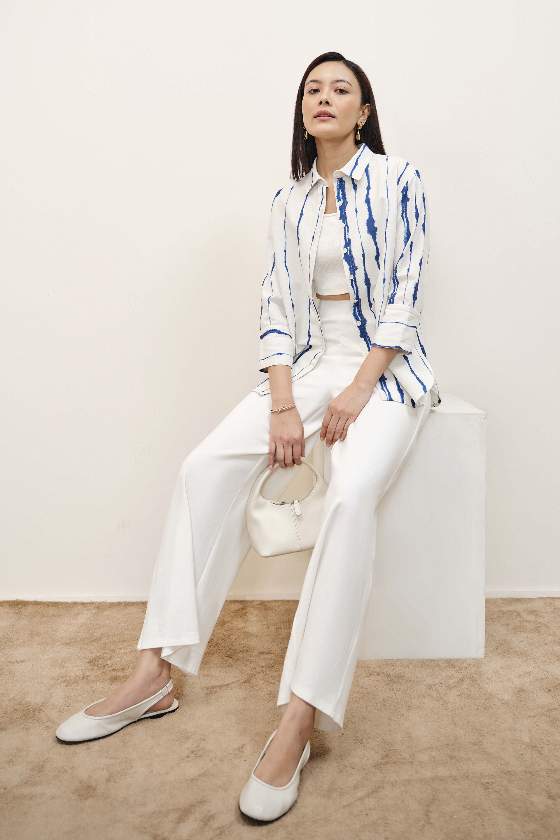 Indigo Tie-Dye Printed Shirt, Blue, image 3